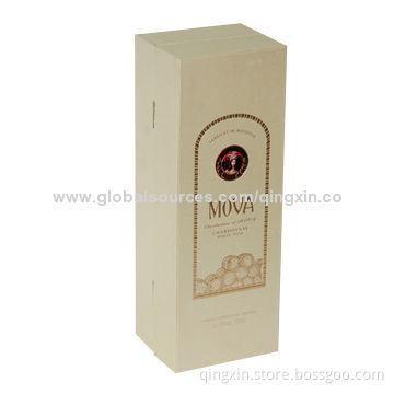 Paper Wine Gift Box, Two Pieces Attached with Hinge, Embossing + Spot UV, Flock EVA Insert
